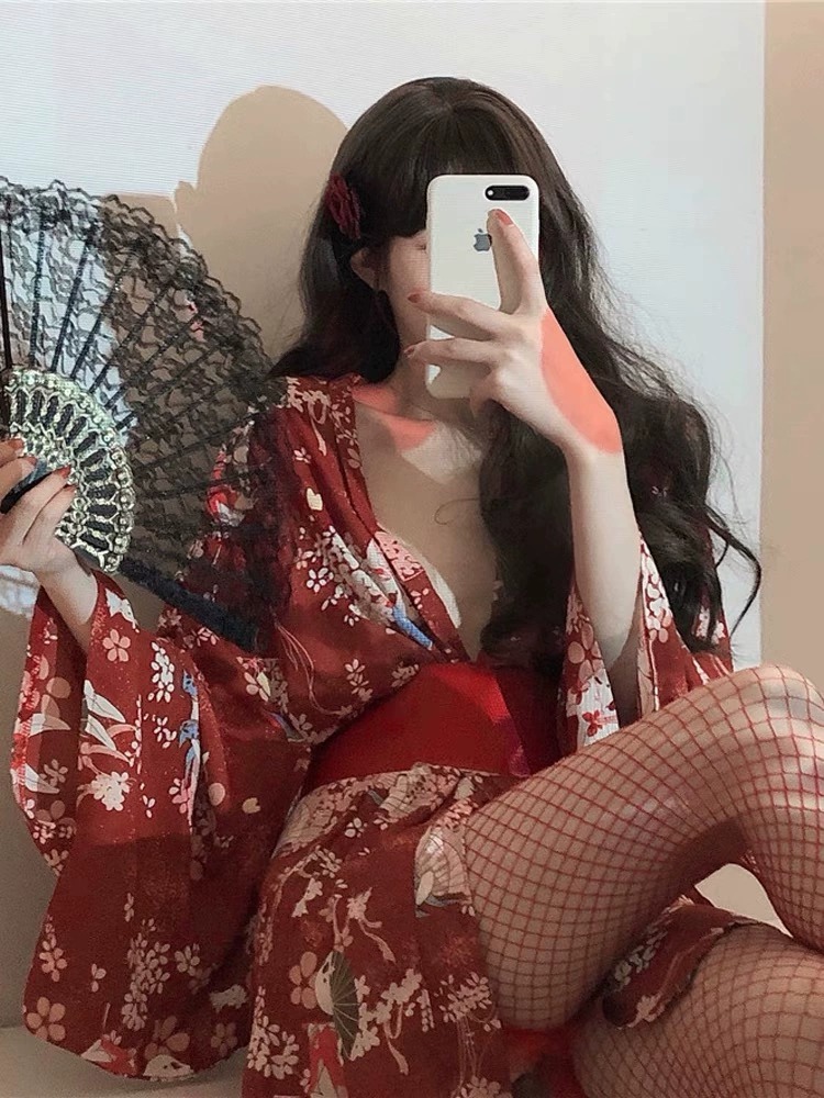 Robe Silk Women - Seks japon kimono seksi pijama Cosplay