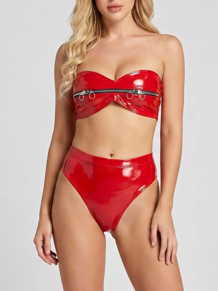 Islak Görünümlü PVC Kıyafet Fe - Thong Bikini Women incelemesi ve fiyatı